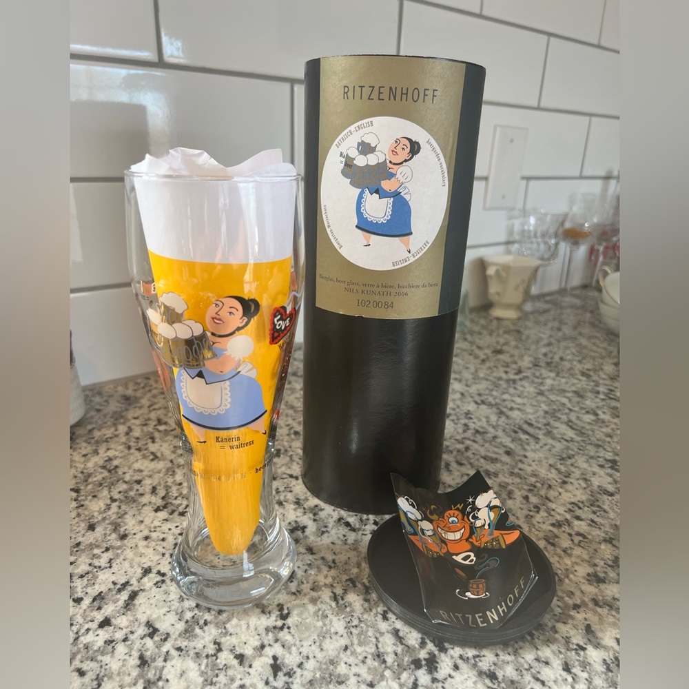 Ritzenhoff Beer Glass Weizen Collection Designer Nils Kunath 2006 Germany 9 1/4"